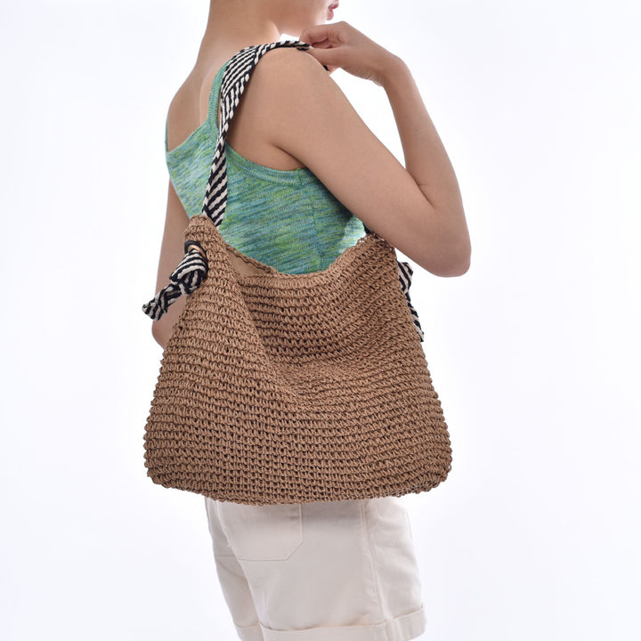 Handmade bucket bag with modern stripe pattern Kalsten