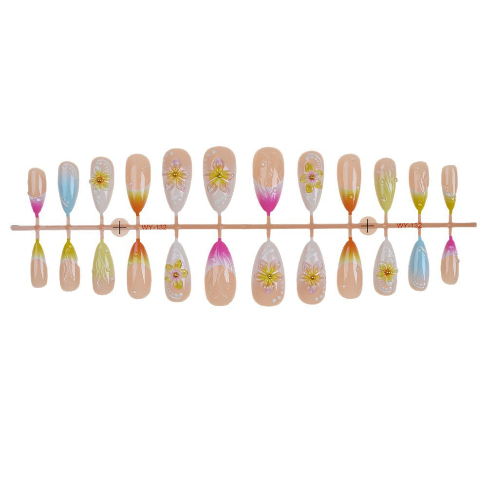 Vibrant Floral Press-On Nail Art Set Kalsten