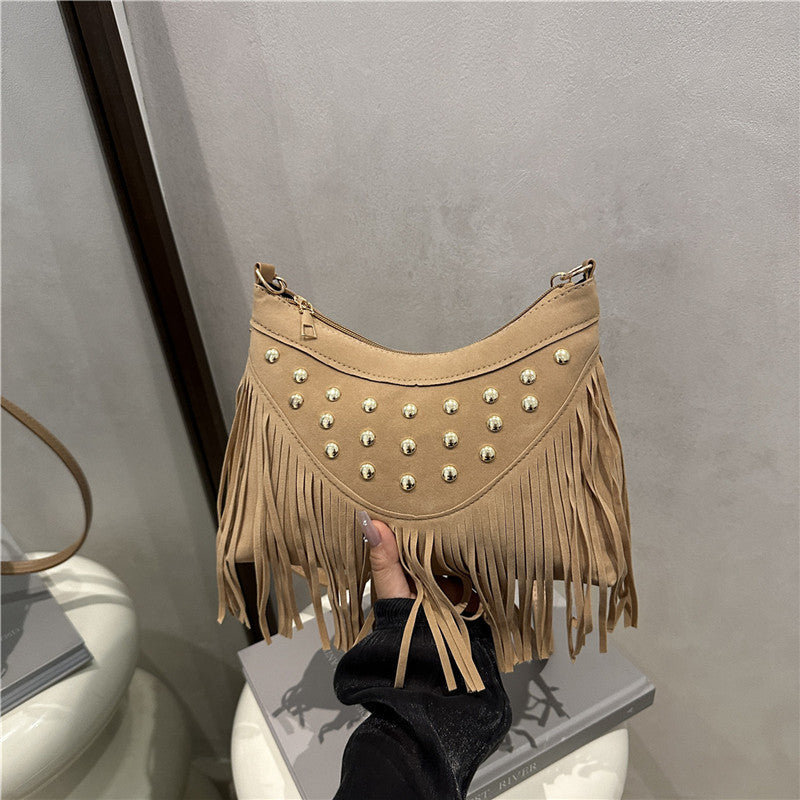 Bohemian Fringe Detail Crossbody Bag Acalora