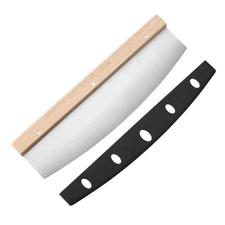 folding wooden handle aluminum pizza peel with removable dough scraper and bench knife set Kalsten