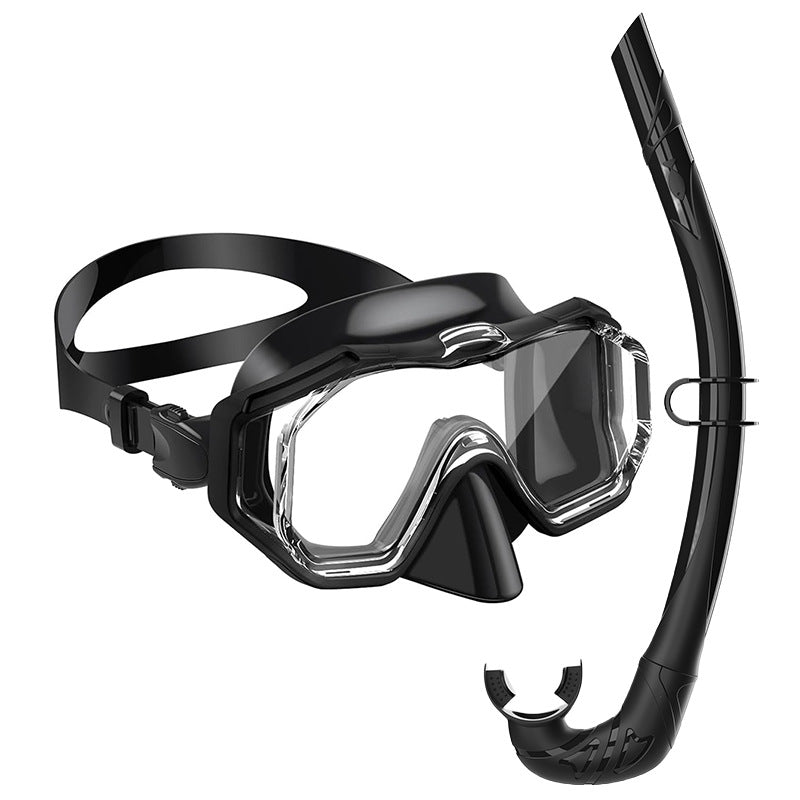 Diving equipment set with ergonomic diving mask and flexible snorkel Kalsten