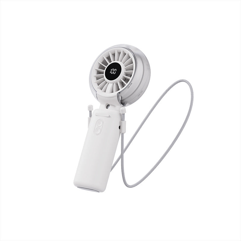 Cooling foldable rechargeable handheld fan with digital battery display and detachable neck strap Kalsten