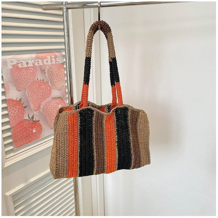 Handwoven shopping bag with modern stripes Kalsten