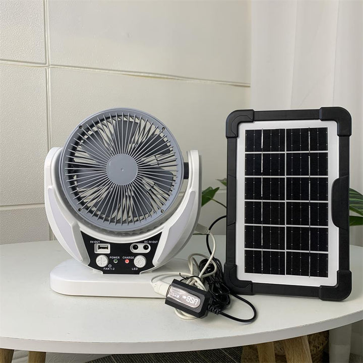 Unisex portable solar fan and lighting set with battery and USB charging function Kalsten