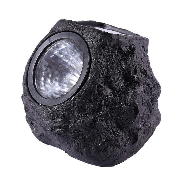 Solar-Powered LED Faux-Rock Garden Spotlight With Integrated Solar Panel And Weatherproof Textured Resin Housing Kalsten