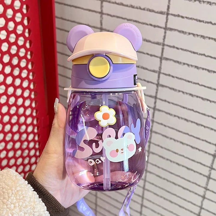 Women Playful Children's Drinking Bottle with Integrated Straw Kalsten