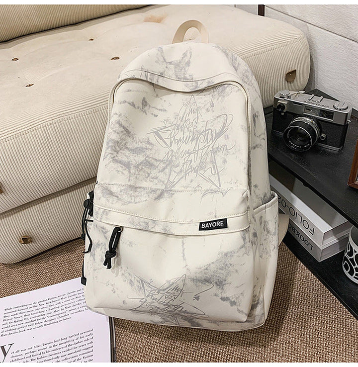 Marble Pattern Casual School Backpack