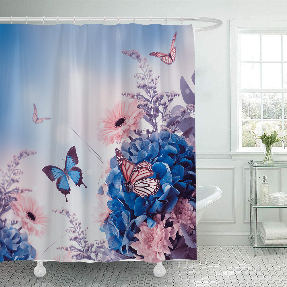 Butterfly-Inspired Floral Shower Curtain Kalsten