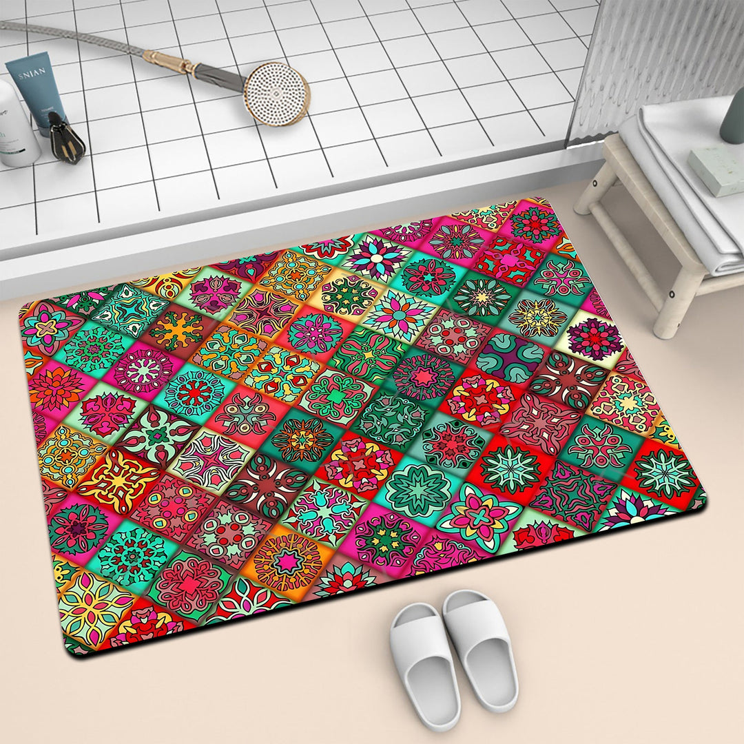 Colorful Geometric Pattern Bath Mat Kalsten
