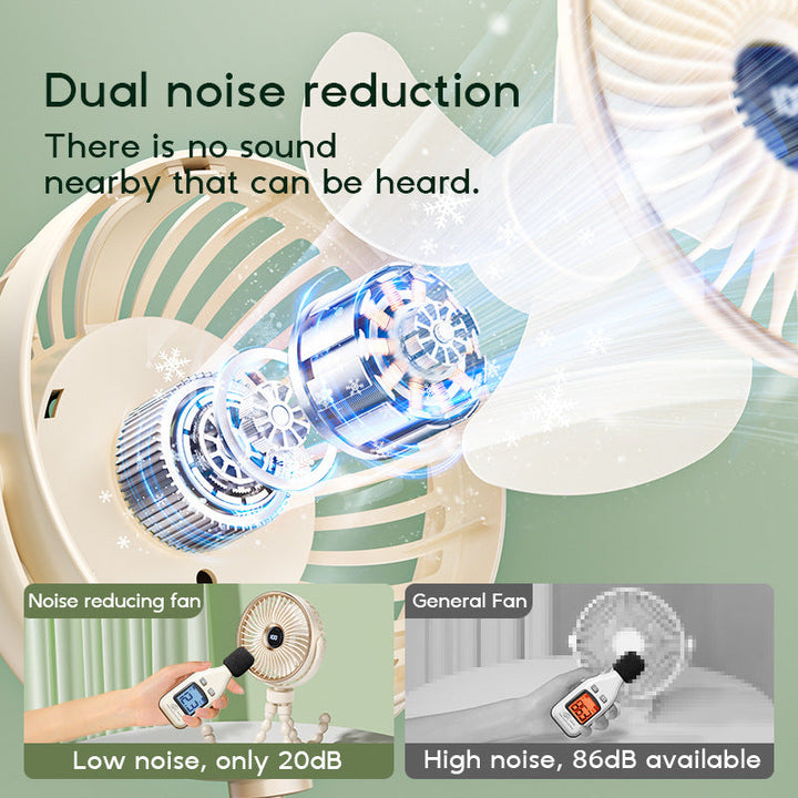 Unisex portable rechargeable clip fan with digital display, flexible clamp and multi-stage speed control Kalsten