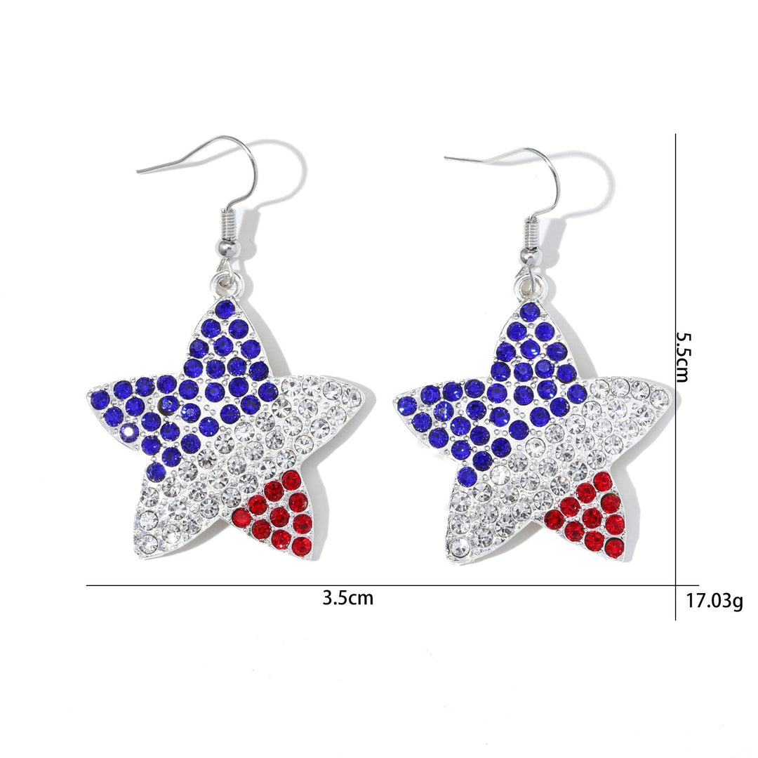 Women's lightweight star earrings with enamel flag design and fishhook Kalsten