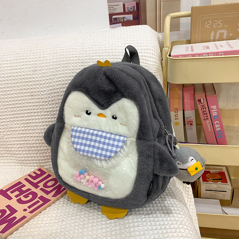 Cute Penguin-Themed Plush School Backpack