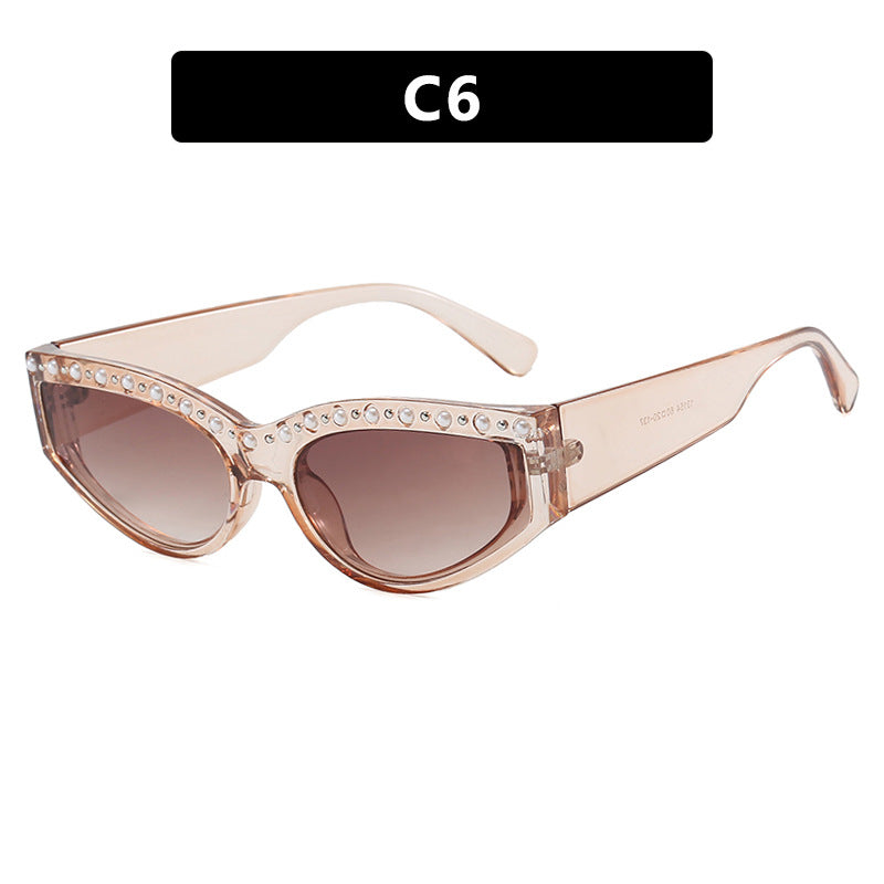 Women's Cat-Eye Sunglasses with Sparkling Rhinestone Accents and Animal Pattern Kalsten