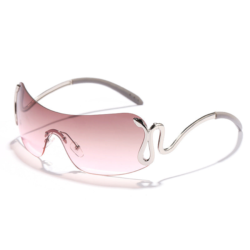 Women's fashionable futuristic sunglasses with curved frame Kalsten