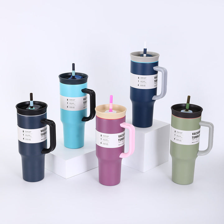 Ladies' insulated cup with practical drinking straw and ergonomic handle Kalsten