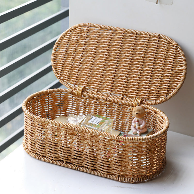 Unisex Oval Storage Basket with Handwoven Structure Kalsten