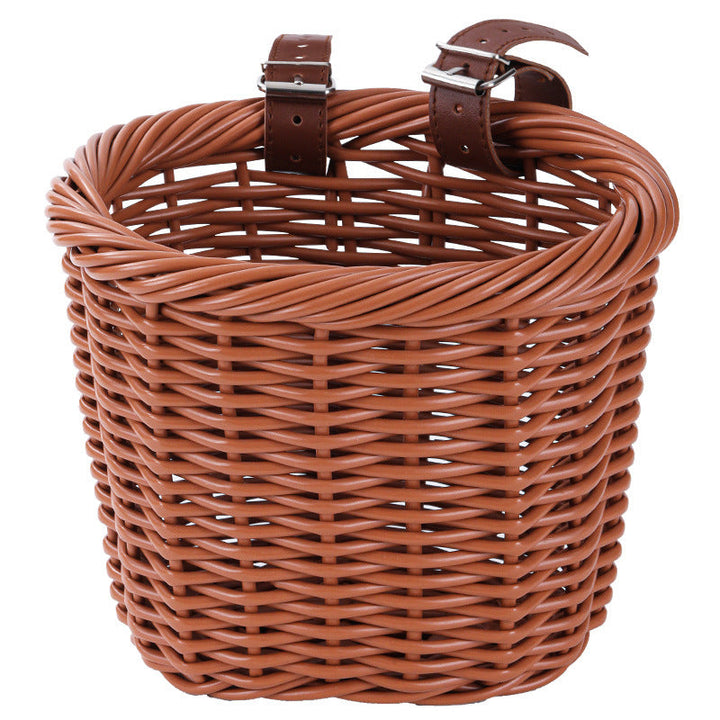Woven Storage Basket with Adjustable Leather Straps Kalsten