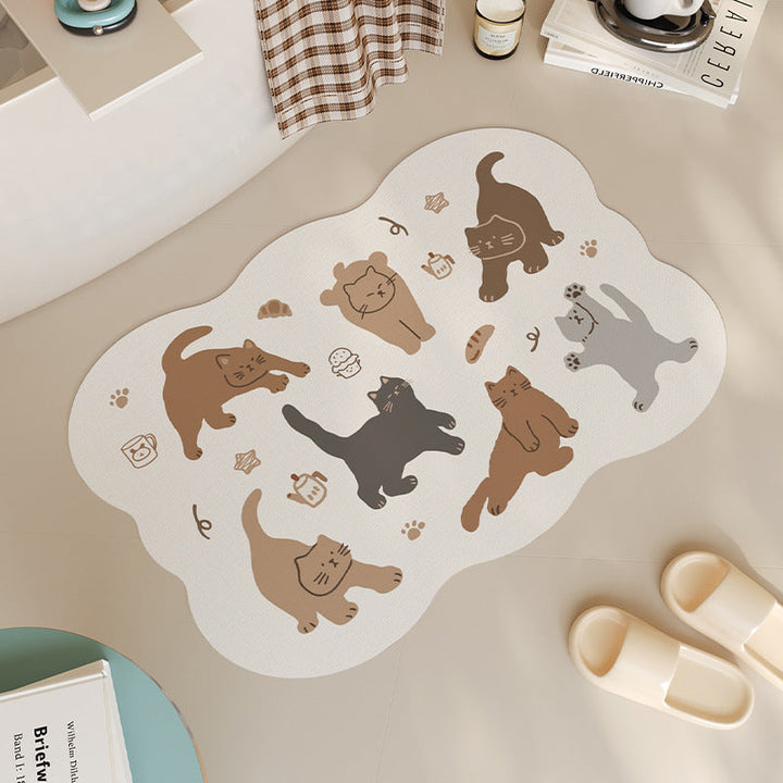 Adorable Cat-Themed Bathroom Mat