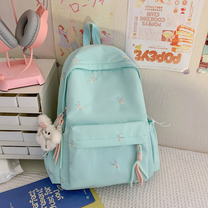 Embroidered Floral Pattern School Backpack