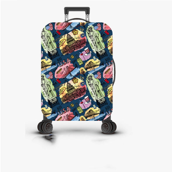 Unisex nan robust Hartschalen Trolley with nostalgic railway collage print, fully rotating smooth-running wheels and retractable telescopic handle Kalsten