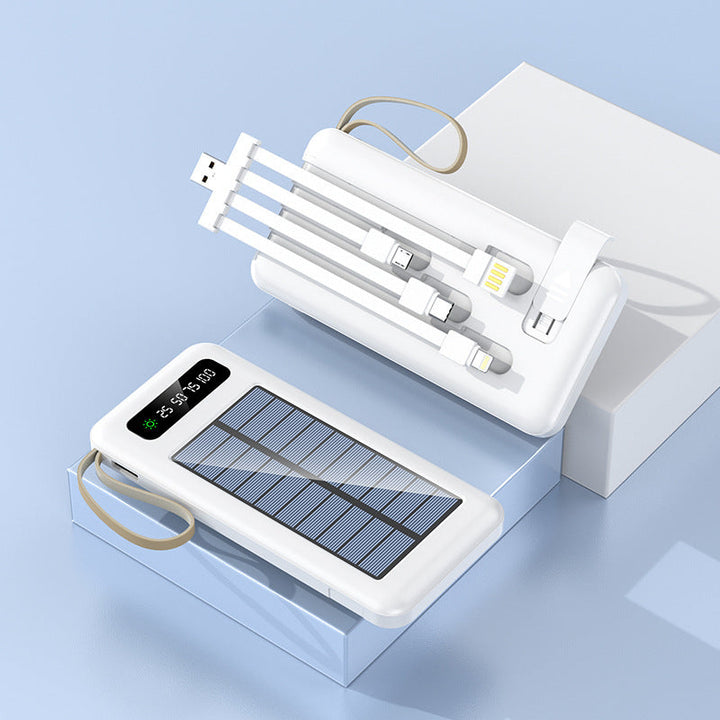 Portable solar power bank with integrated multifunction charging cable and digital display Kalsten