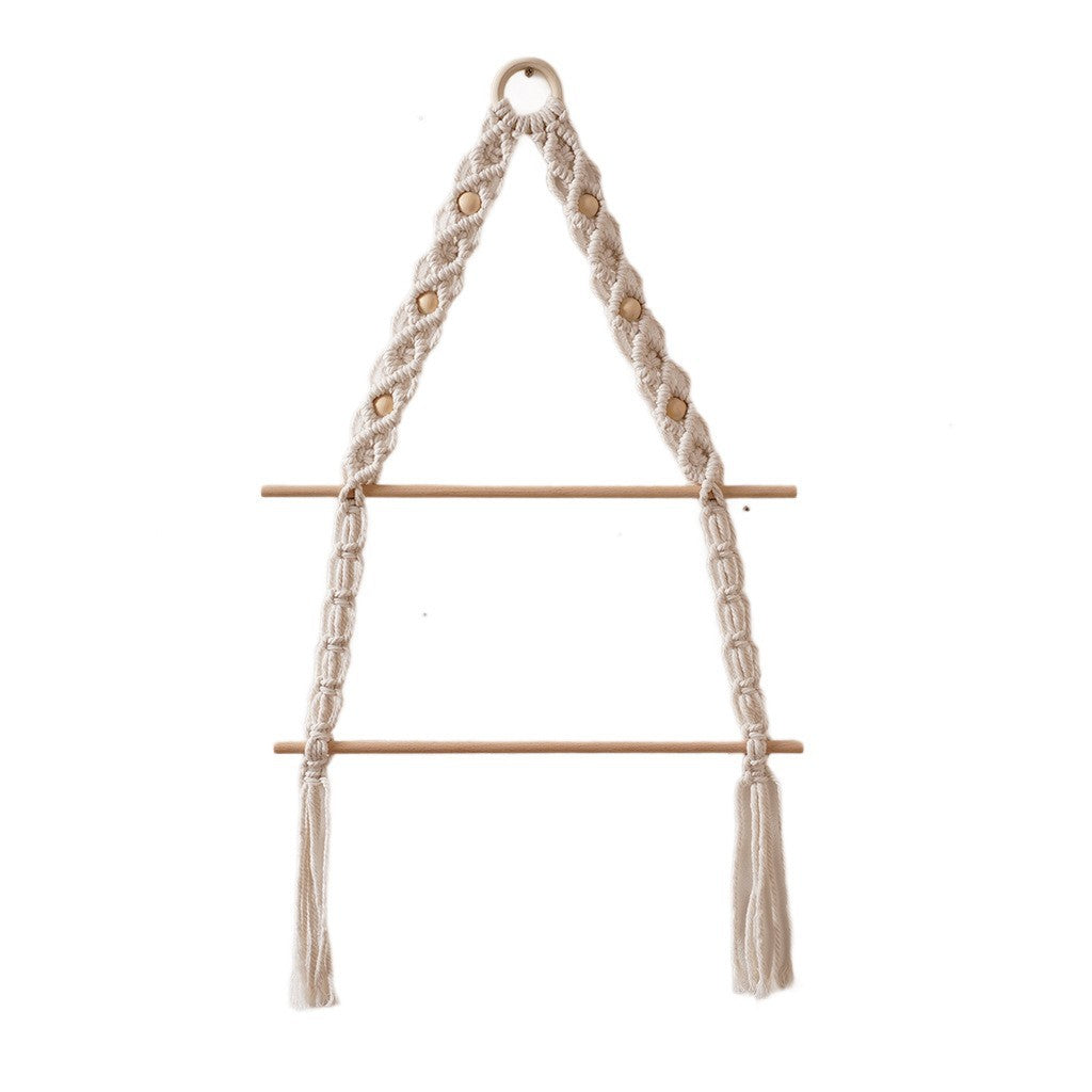 Macrame Hanging Plant Holder with Wooden Rod Acalora