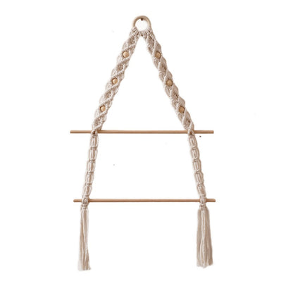 Macrame Hanging Plant Holder with Wooden Rod Acalora