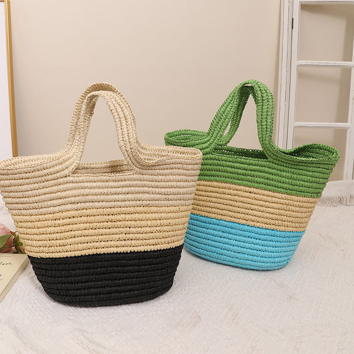 Handcrafted Durable Beach Bag with Cheerful Zigzag Pattern Kalsten