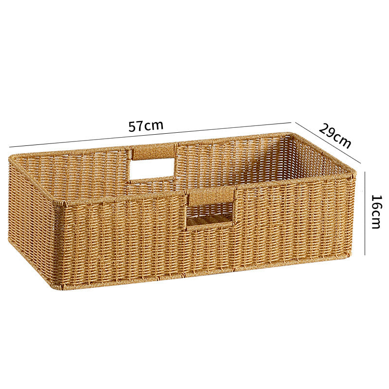 Handwoven Rectangular Storage Basket with Cut-Out Handles Kalsten