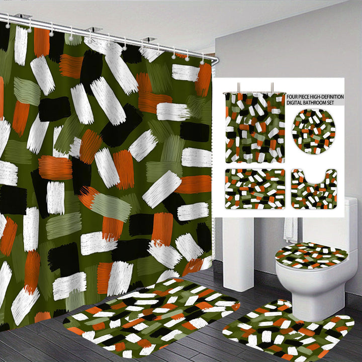 Bold Brushstroke Pattern Four-Piece Bathroom Set Kalsten