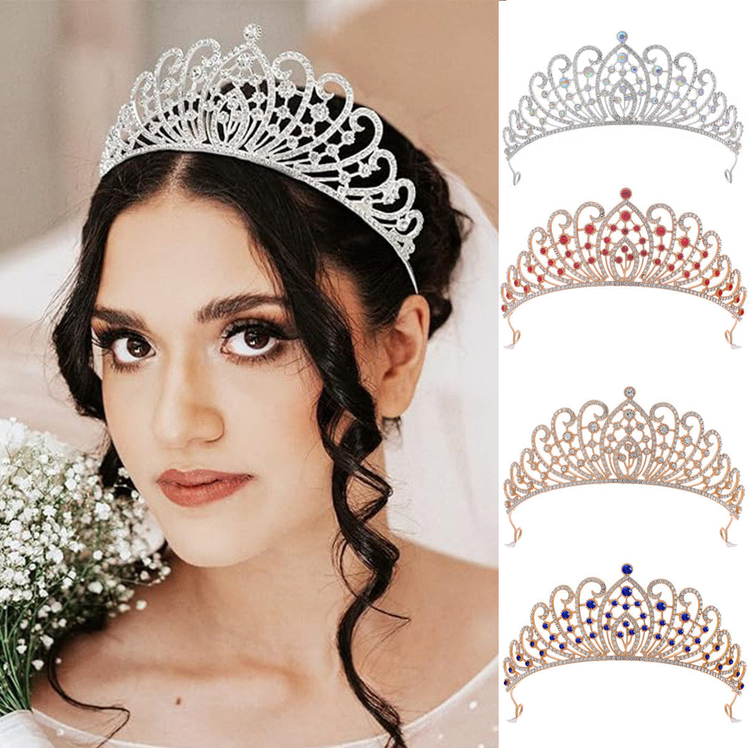 Ladies Elegant Rhinestone Tiara with Floral Details Kalsten
