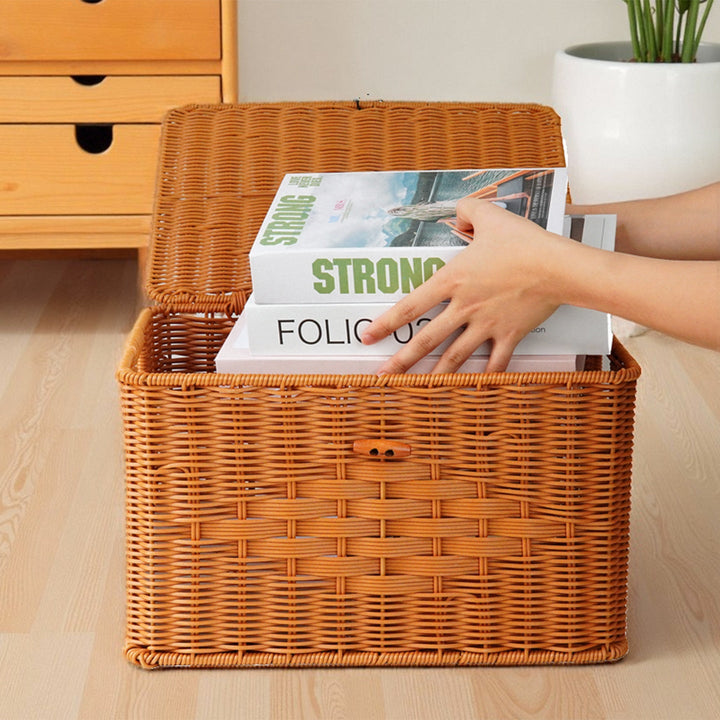 Ladies Handcrafted Storage Basket with Lid and Handle Kalsten