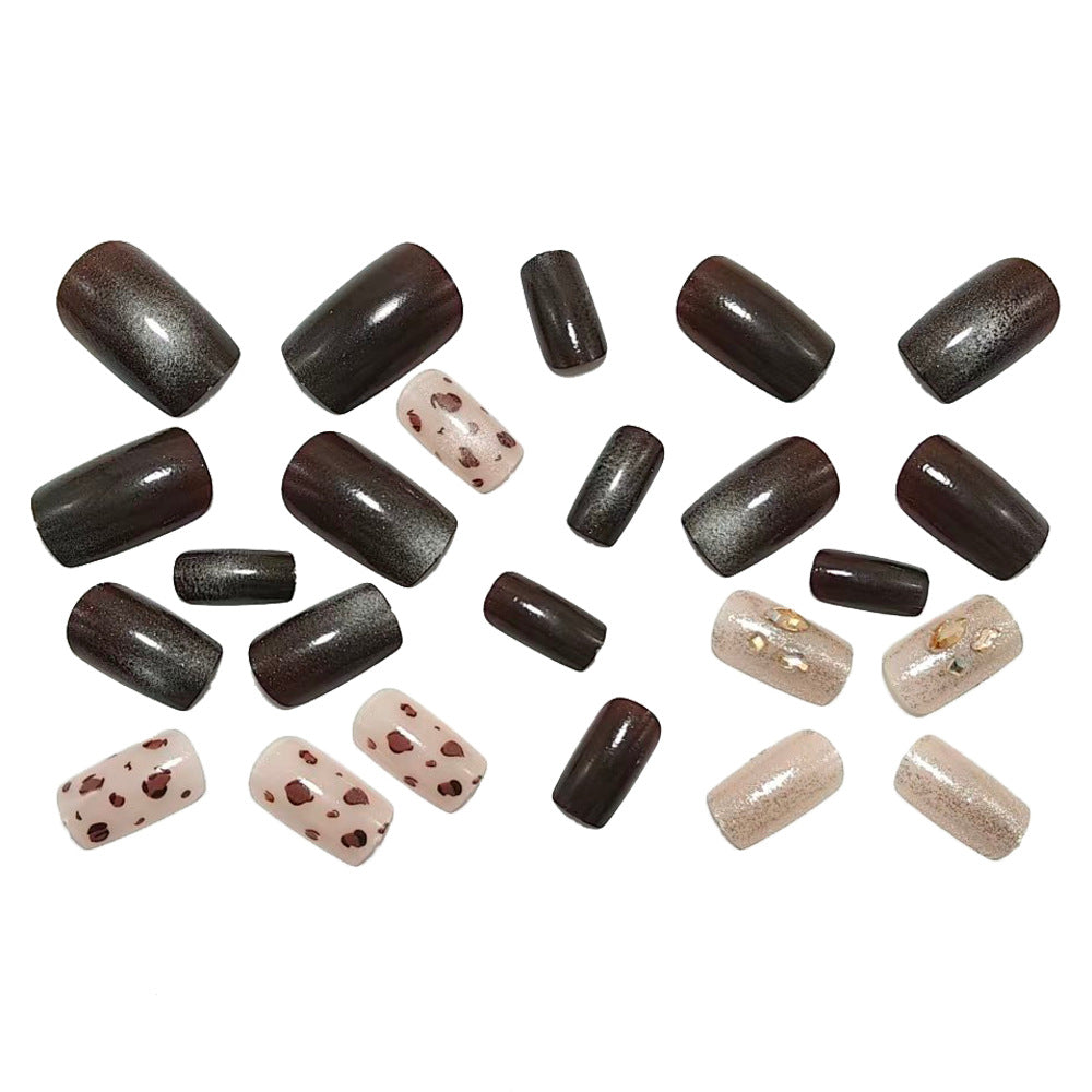 Artificial nails with elegant glitter and leopard pattern Kalsten
