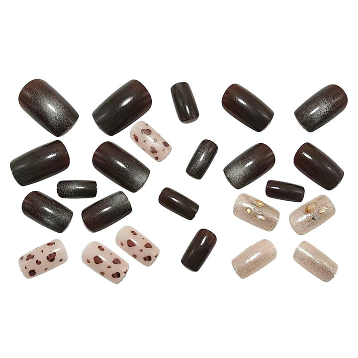 Artificial nails with elegant glitter and leopard pattern Kalsten