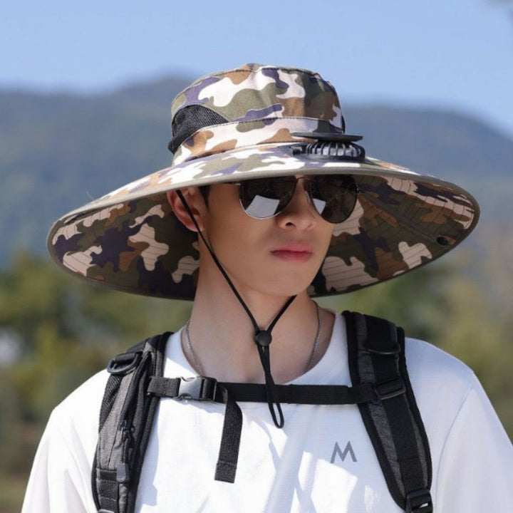 tactical fishing hat with wide brim, mesh ventilation and adjustable chin strap Kalsten