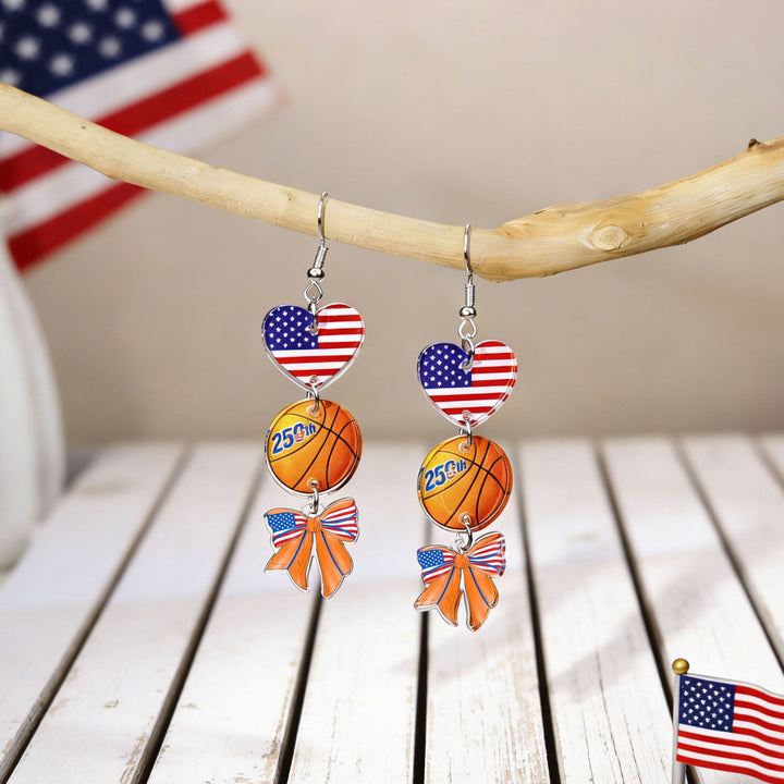 Ladies nan statement earrings with bow shape and American flag pendant Kalsten