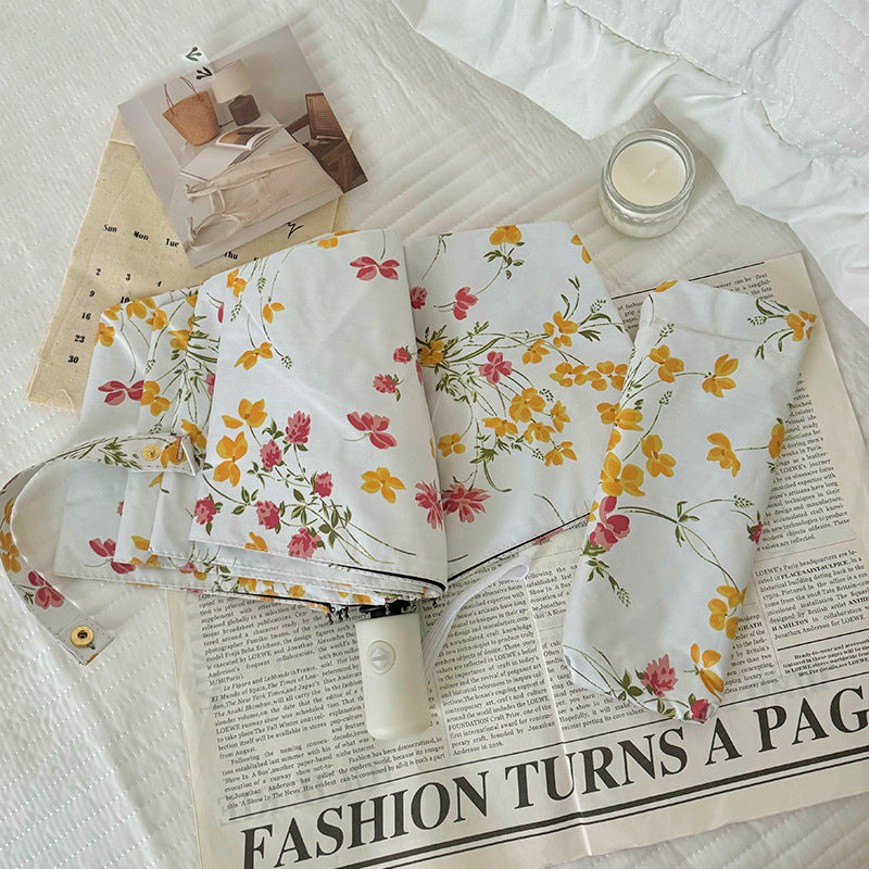 Women Foldable Sunshade with Flower Design Kalsten