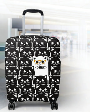 Unisex expandable suitcase cover with cat pattern, elastic protective material and zipper Kalsten