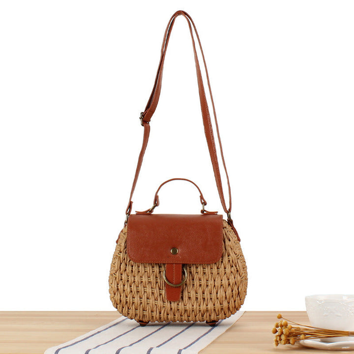 Handbag with Elegant Leather Lid and Woven Design Kalsten