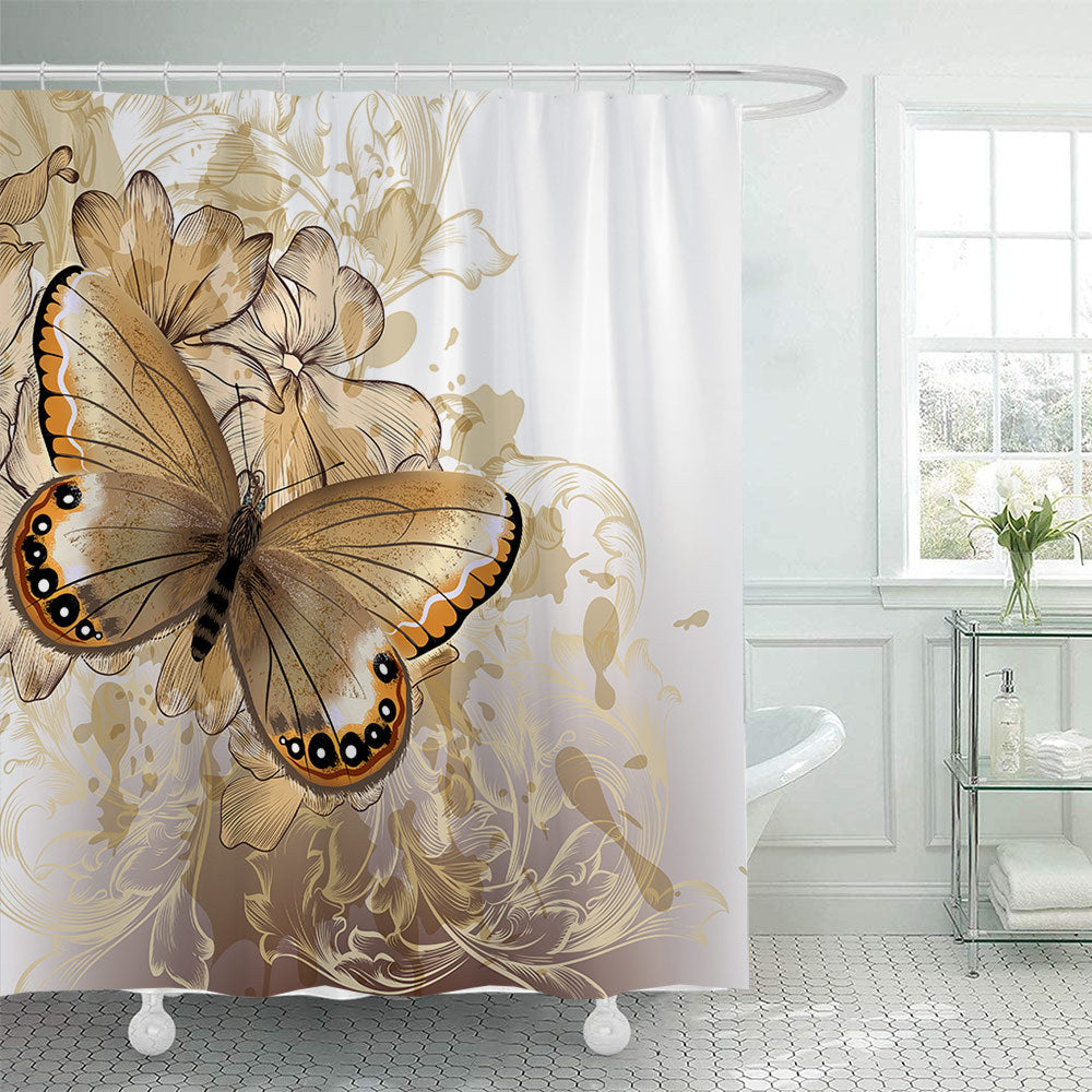 Butterfly-Inspired Floral Shower Curtain Kalsten