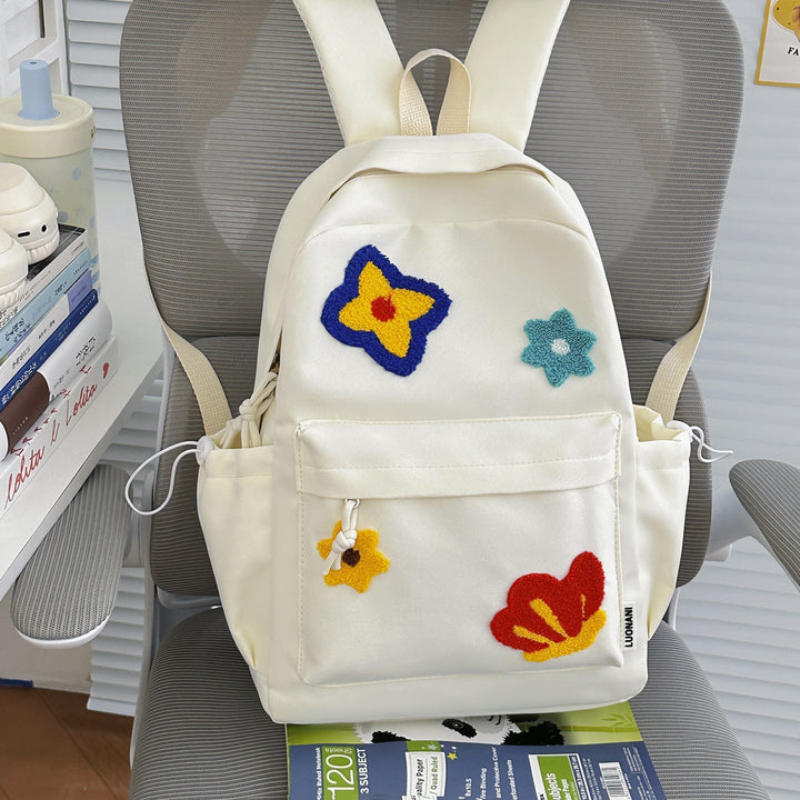 Floral Embroidered School Backpack
