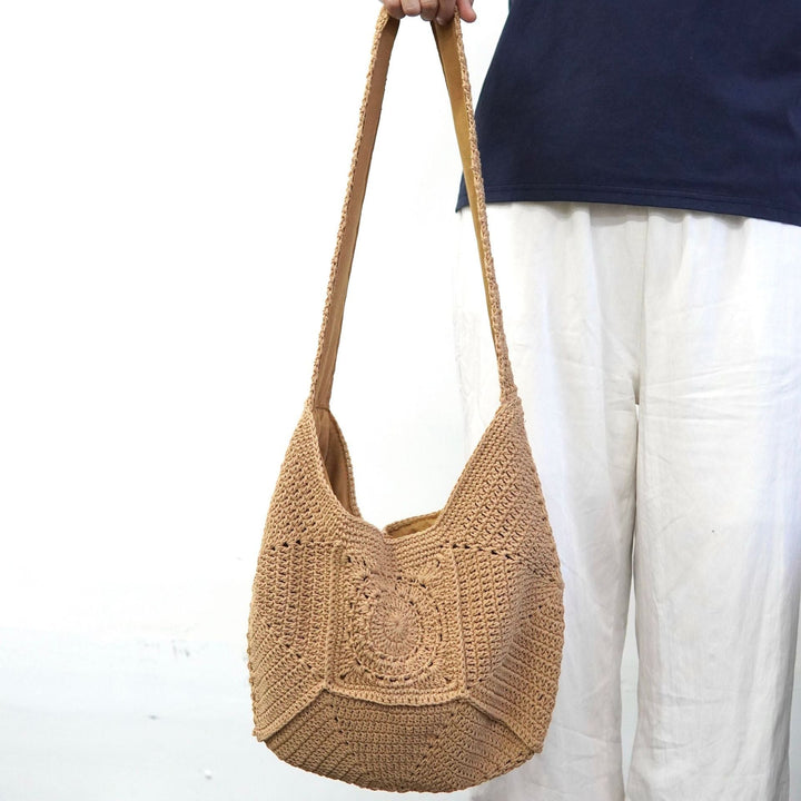 Handmade tote bag with artistic crochet pattern Kalsten