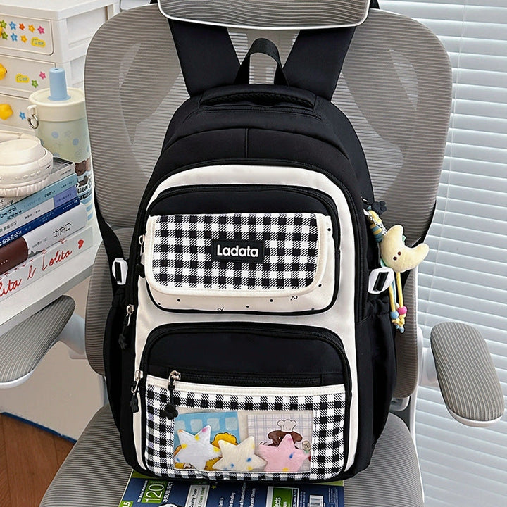 Playful Gingham Patterned Backpack