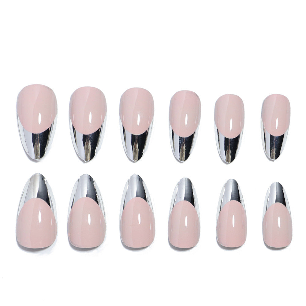 Glossy Stiletto Press-On Nail Set with Silver Accents Kalsten