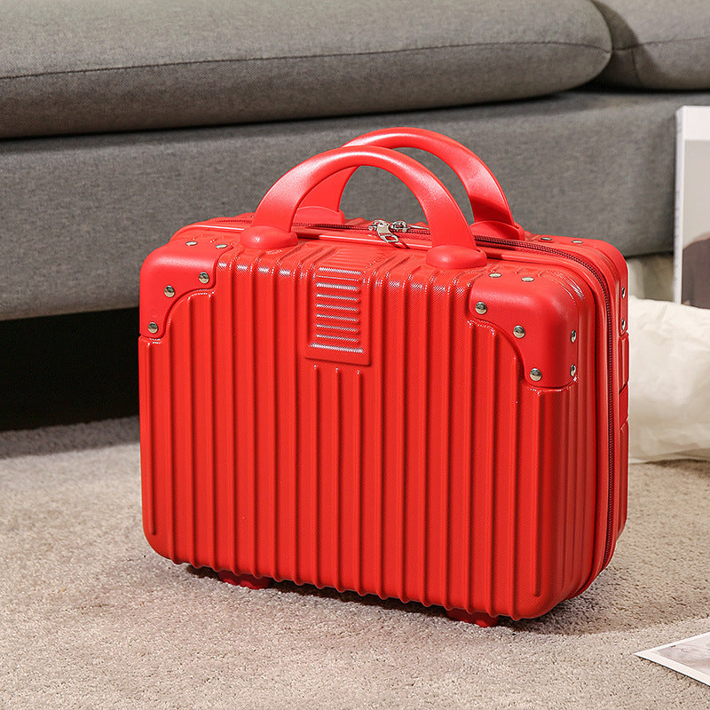 compact hard-shell travel vanity cosmetic and tech organizer with ribbed shell reinforced corners removable padded insert Kalsten