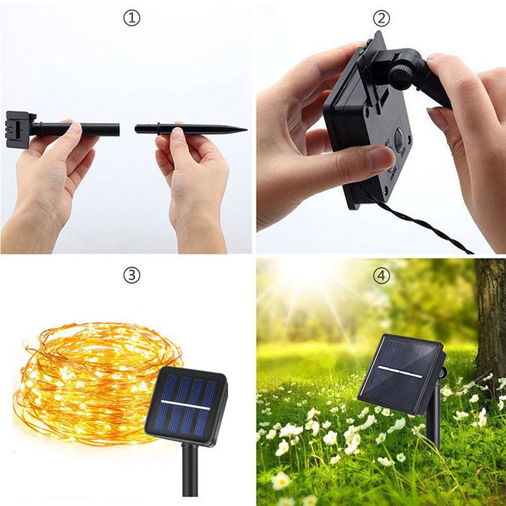 Solar Copper Wire Fairy String Lights With Dual Stake Panels Kalsten