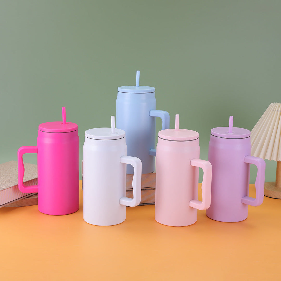 Women's reusable drinking cup with straw and ergonomic handle Kalsten