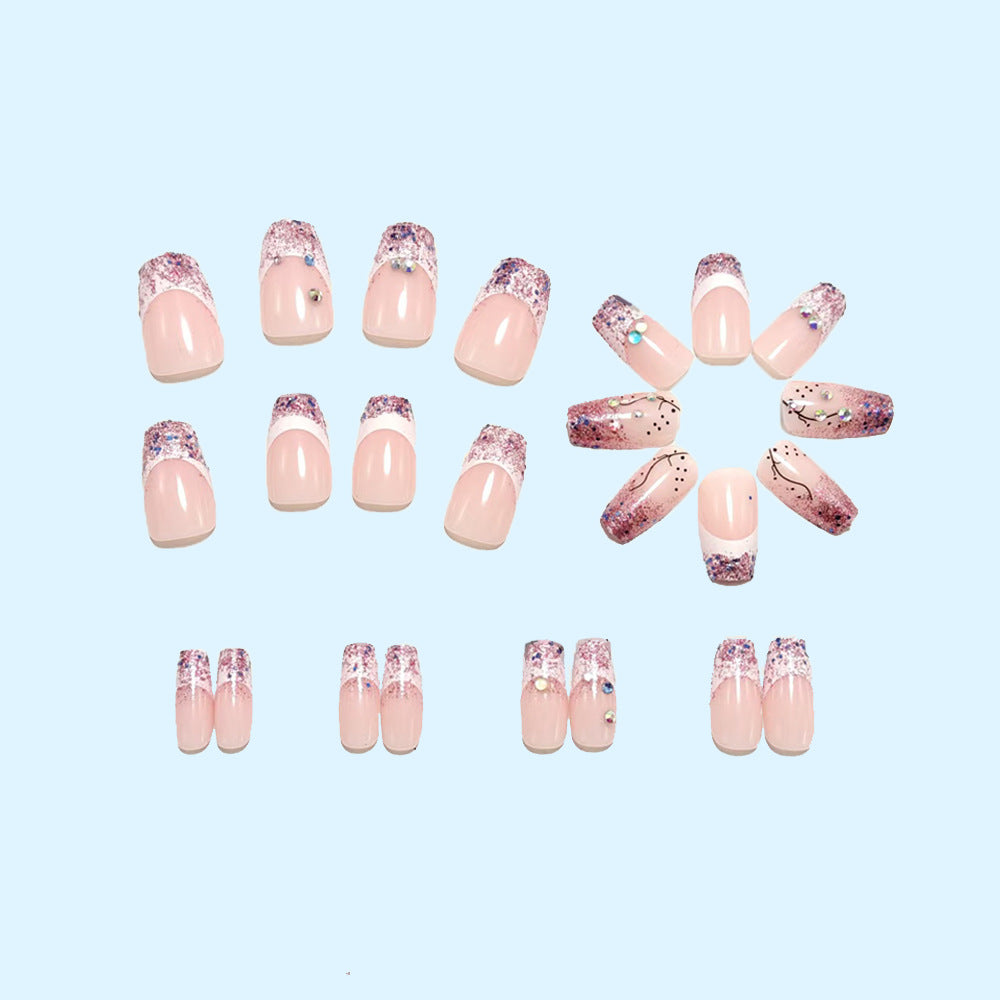 Glittering artificial nails with elegant tip and sparkling accents Kalsten