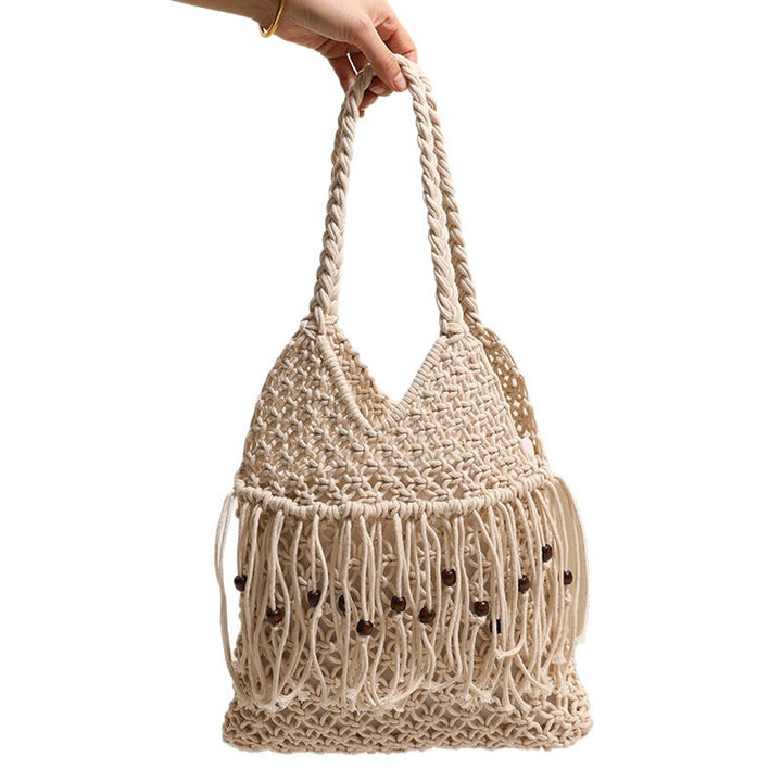 Crocheted beach bag with fringe details Kalsten