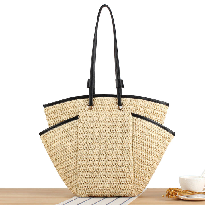 Braided Beach Bag with Elegant Leather Accent Kalsten